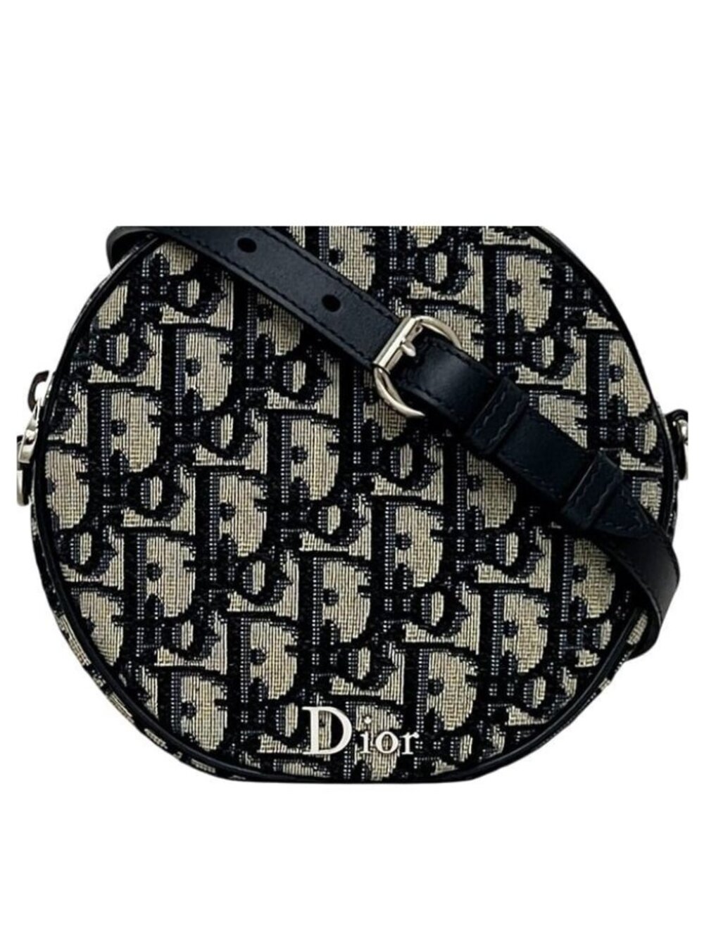 Dior Shoulder Bag Baby Oblique Canvas Navy Round